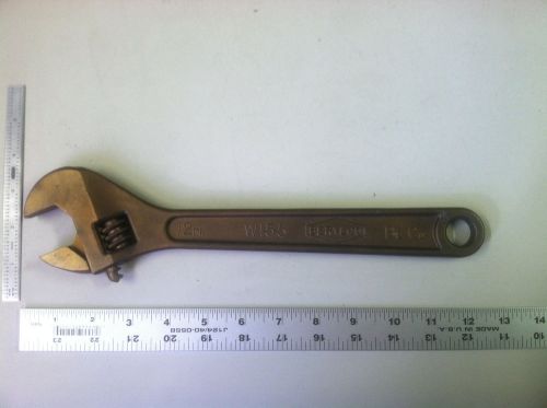 Vintage Berylco Bronze Adjustable Wrench W155 12 inch Non Sparking USA NOS L1714