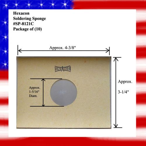 10 pk. hexacon sp-8121c soldering sponges w/hole electronics solder tool new! for sale