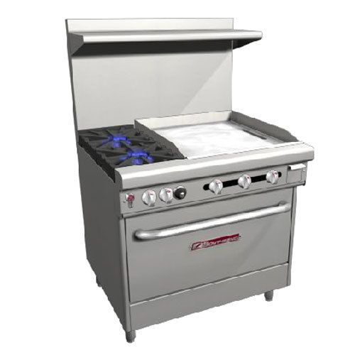 Southbend S36D-2TR Range, 36&#034;, 2 Burners (28,000 BTU), 24&#034; Thermostatic Griddle