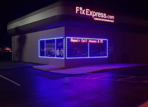 CELLPHONE STORE, BARBER SHOP WINDOW LED LIGHTS, STOREFRONT *20 FT** BLUE