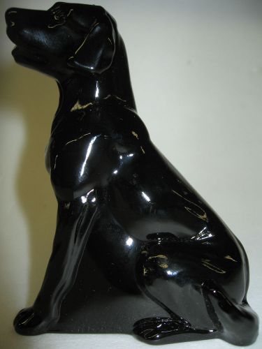 Black amethyst glass Labrador Retriever paperweight Lab dog purple puppy figure