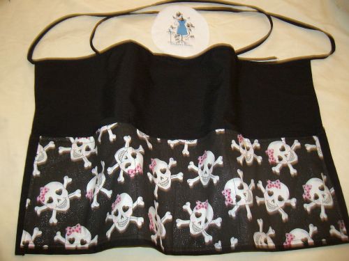 Black server waist apron lady skulls waitress cafe bar waiter waist half apron for sale