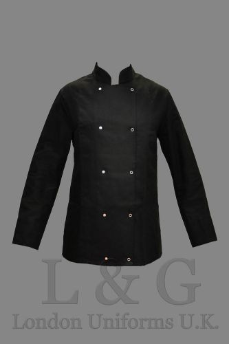 PROFESSIONAL PLAIN BLACK CHEF JACKET L&amp;G LONDON UNIFORMS U.K. S M L XL