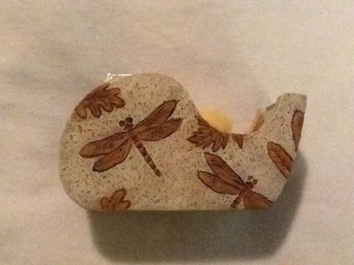 Dragonfly Scotch Tape Dispenser Heavy Resin Base Holder Refillable Office Supply