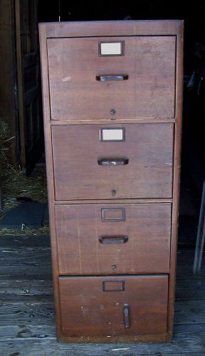 Vintage School Library Wood Filing Cabinet 4 Drawer Globe Wernicke W-G-25