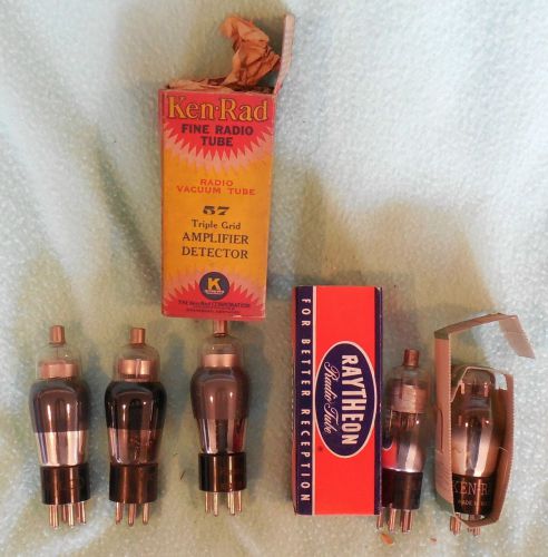 6 Radio tubes: Philco 6P, Ken Rad 57, Raytheon 42, Tung Sol, K R 12Z3- Untested