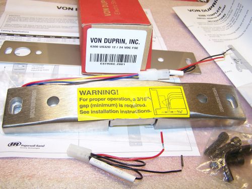 Von duprin 6300 us32d 12/24-vdc fse nos estrike 2001 electric strike plate ir for sale