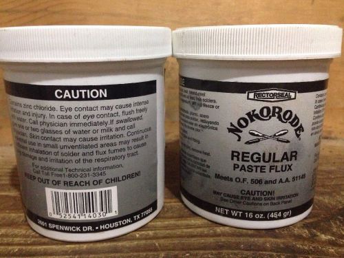 New lot of 2 rectorseal nokorode regular paste flux lead free net wt 16oz for sale