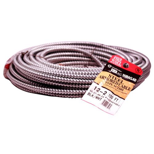 New 100-ft 12/2 Power Distributor Steel Conductor Copper Aluminum BX Wire Cable