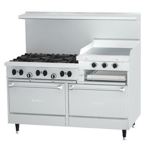 Garland USRange X60-6R24RR, 6 Burner SunFire Gas Range with 1 Raised Griddle