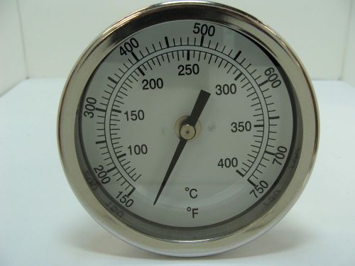 3&#034; BIMETAL THERMOMETER BACK MOUNT 12&#034; STEM 1/2&#034; NPT 150 Degrees F~750 Degrees F