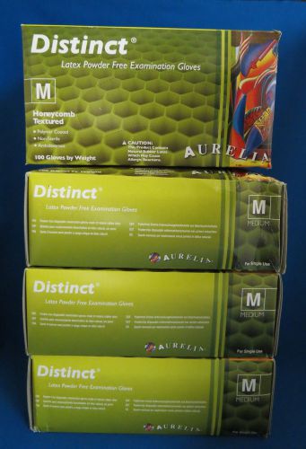 4 Boxes Aurelia Distinct Powder-Free Textured Latex Exam Gloves Sz/Medium  29227