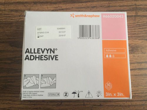 SMITH &amp; NEPHEW - Allevyn Adhesive 3&#034; x 3&#034;  - 66020043 - Box of 10 - EXP 07-2016