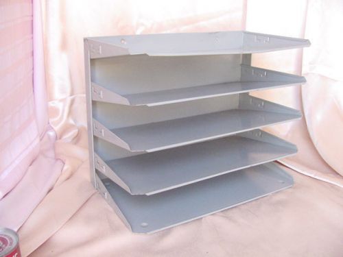 VINTAGE MID CENTURY 1960s OFFICE DESK TOP METAL FILE SHELF RACK TRAYS NR