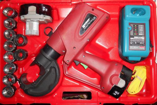 Burndy patriot pat750xt18v 2-battery hydraulic crimper - 12 ton - with 10 u dies for sale