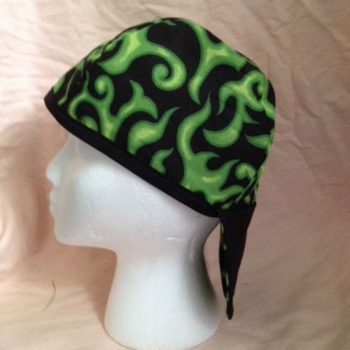 REVERSIBLE  WELDING CAP! ,green flames,pipe fitter !!!