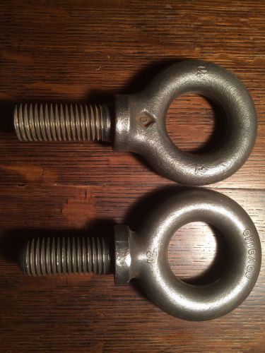 X-Tra Large Cast Iron Eye Bolts 7&#034; 1-1/8&#034; Threads Shipyard Machinery Pulley