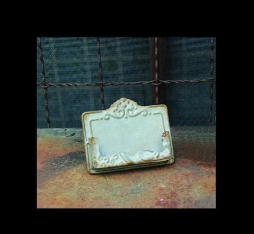 Vintage Style Desk Top Business Card Holder~Rusty Galvanized Metal