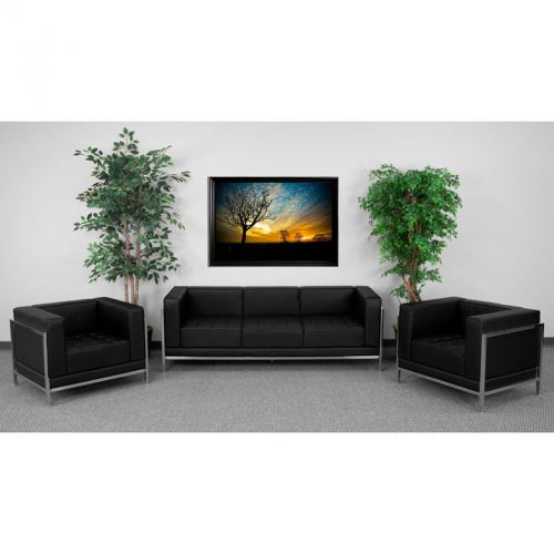 Imagination Series Black Leather Sofa &amp; Chair Set