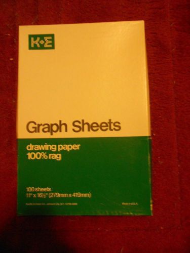 KEUFFEL &amp; ESSER K&amp;E 100 GRAPH SHEETS DRAWING PAPER 100% RAG 11X16.5 GREEN 470780