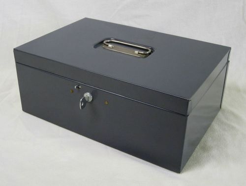 Vintage Steelmaster Gray Metal Cash Lock Box with Key Locking