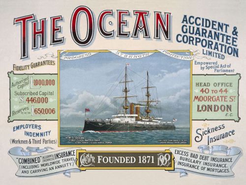 The Ocean Cargo Ship Transportation Insurance Metal Sign