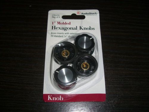 4 PACK 1&#034; MOLDED HEXAGONAL KNOBS HAVE BRASS INSERT W/SET SCREWS FOR 1/4&#034; SHAFTS