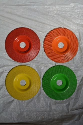 Saburr-Tooth Set of 4 SANDING DISC’S (Flat Face)  7/8 Bore 5&#034; Diameter