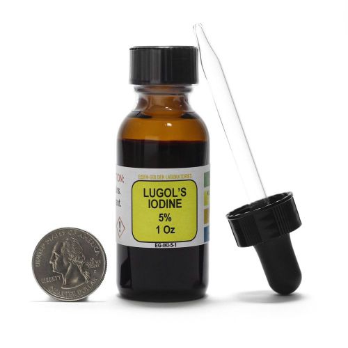 Lugols iodine / 5% solution / 1 oz in an amber glass bottle / free dropper / usa for sale