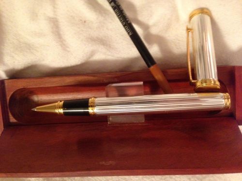 TOURNEAU RARE  SILVER 18KTGP ROLLERBALL PEN  GERMAN INK REFILL SOLD 1992 $295