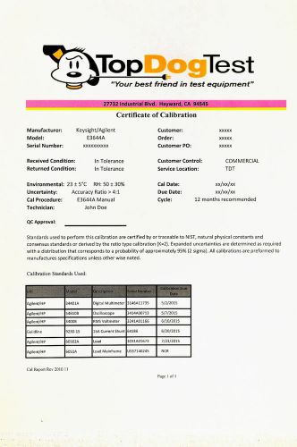 HP Agilent Keysight E3644A NIST Calibration with Certificate of your unit.