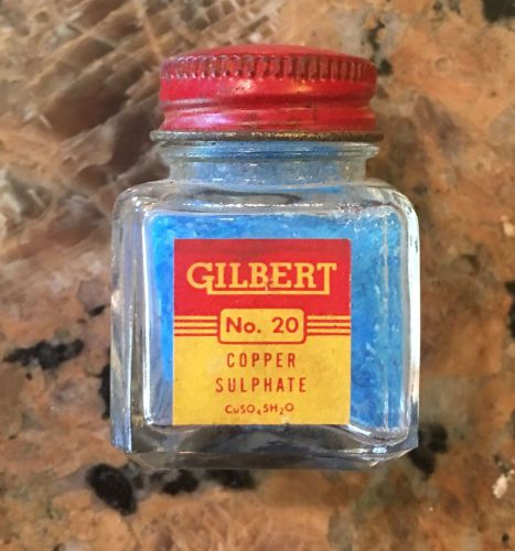 Vintage 1950&#039;s Gilbert #20 Copper Sulfate Jar 1.75&#034; Tall