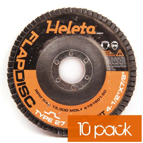 10pk Flap Disc 4.5&#034; x 7/8&#034; -60 Grit (A/O-Type29)