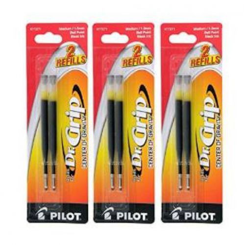 Pilot Dr Grip Center of Gravity Refills 2-Pack Black Medium- 6PK