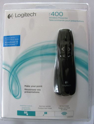 Logitech r400 wireless professional presenter w/red laser pointer/new in package for sale