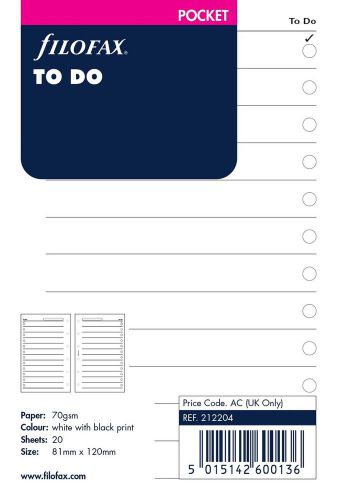 Filofax Pocket To Do List (B212204)