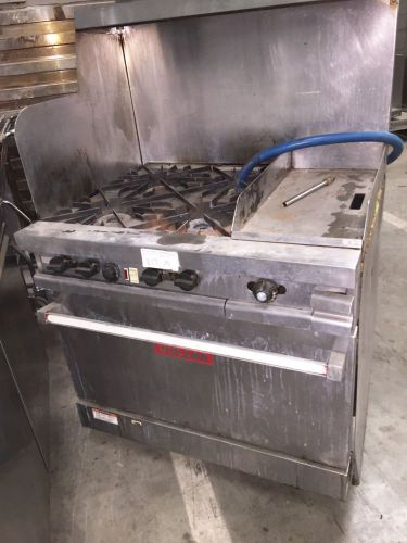 Vulcan Hart 4 Burner w/ Grill and splash Heavy-Duty Range Oven Stove Gas