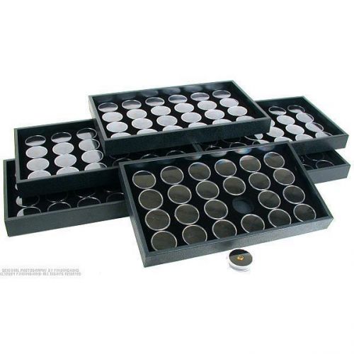 144 black foam gem jars display &amp; stackable tray for sale