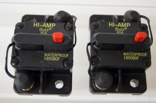 BUSS 185080F HI AMP 80A 42 VDC MARINE BOAT RESET CIRCUIT BREAKERS LOT OF 2