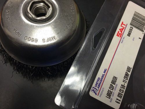 SAIT Large Cup Brush 6&#034; x .020 CS 5/8 - 11 Crimp Wire