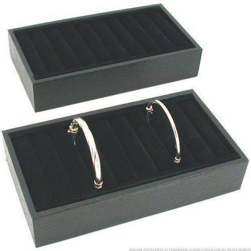 2 black velvet bangle bracelet display trays jewelry for sale