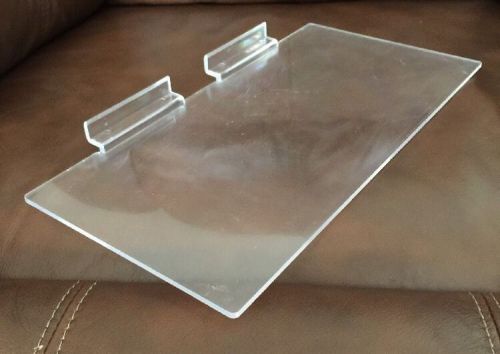 Lot of 4  Clear Acrylic Slatwall Shelves 11 7/8 x 6 with rear Lip