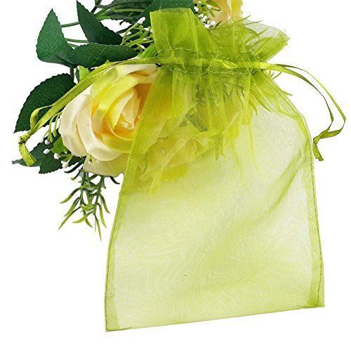 SumDirect 100Pcs 5.12&#034;x7.09&#034; Sheer Drawstring Organza Jewelry Pouches Wedding