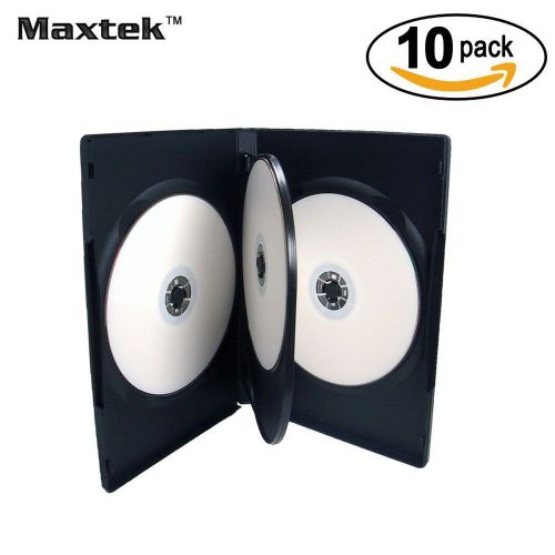 10 pack standard 14mm black quad 4 disc dvd cases with double sided flip tray... for sale