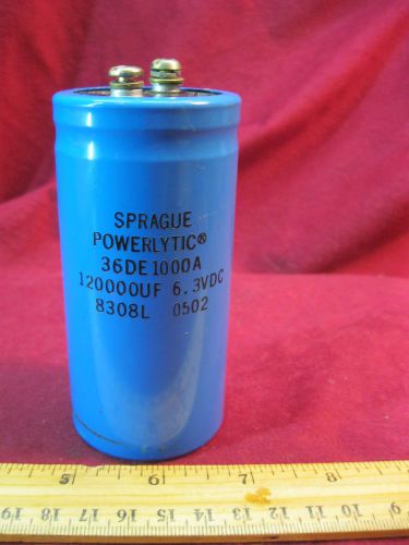 Sprague Powerlytic Capacitor Screw Terminal 36DE1000A 120000UF 6.3VDC 8308L 0502