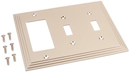 Amertac 84TTRN 2 Toggle/1 Rocker-GFCI Steps Wallplate, Nickel Wall Plates New