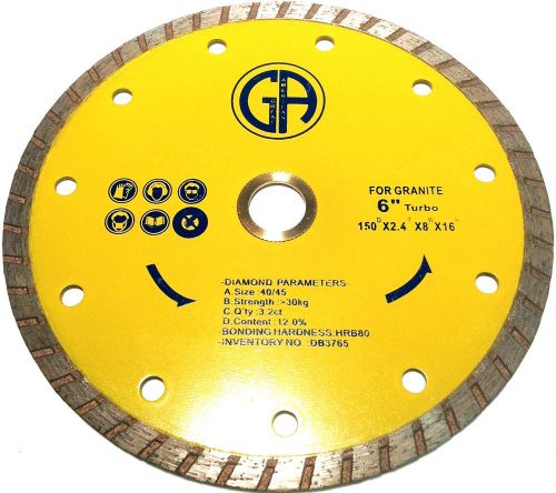 Ga 6&#034; hot pressed turbo diamond saw blade for granite (db3765hp) for sale