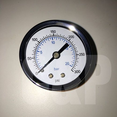 (2)  2&#034; gauges for air compressor back mount 1/4&#034; npt glass face metal 300psi for sale