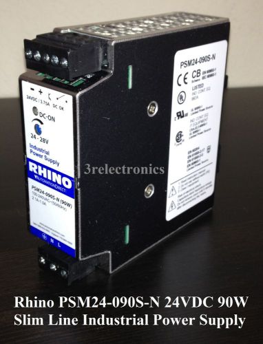 Rhino psm24-090s-n 24vdc 90w slim line industrial power supply for sale