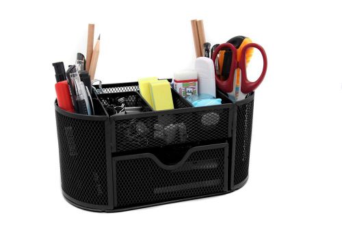 Mesh Desk Organizer Office Supply Caddy with Drawer and Pencil Holder Card St...